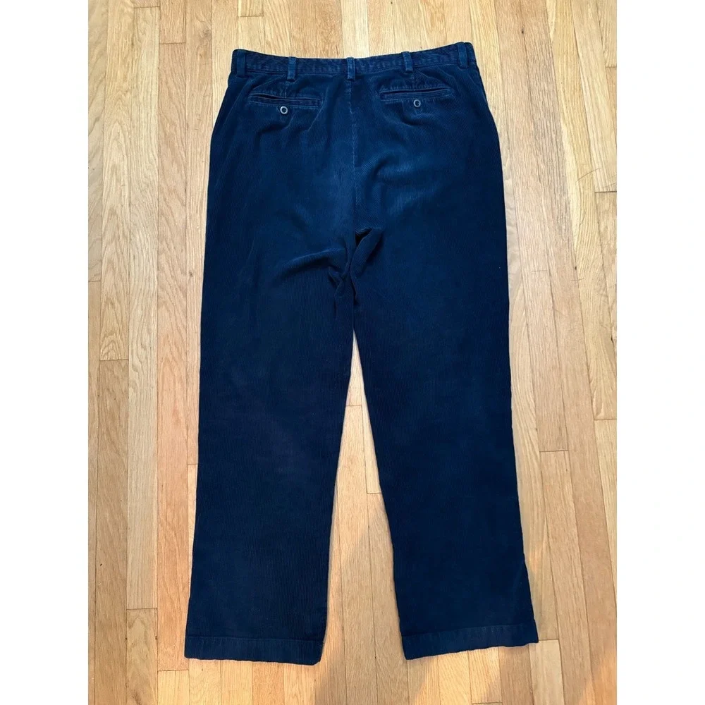 LL Bean Navy Corduroy Pants Mens 36x32 Straight Leg Stretch Casual Cords